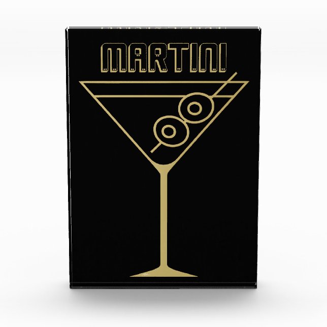 Mid Century Modern Gold 2 Olive Martini Photo Block (Front)