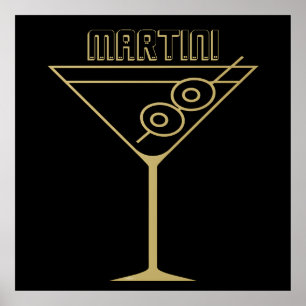 Mid Century Modern Gold 2 Olive Martini Poster
