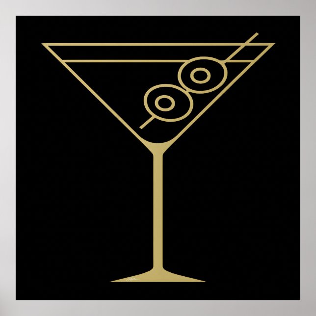 Mid Century Modern Gold 2 Olive Martini Poster (Front)