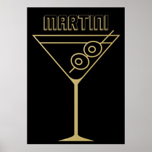 Mid Century Modern Gold 2 Olive Martini Poster