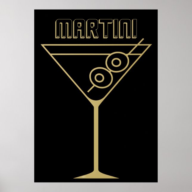 Mid Century Modern Gold 2 Olive Martini Poster (Front)