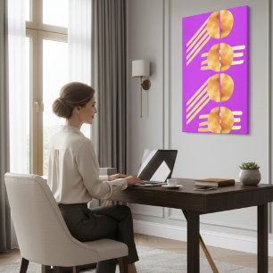 Mid-Century Modern Gold Geometric Abstract Orchid Canvas Print