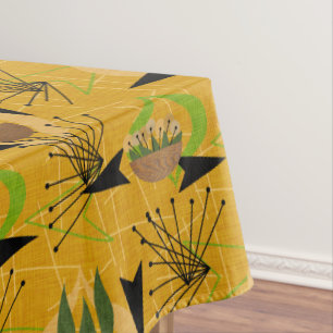 Mid-Century Modern Gold   Houseplants   Atomic Tablecloth