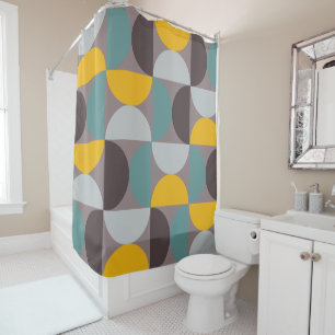 Mid-Century Modern Gold Moon Horizon Shower Curtain
