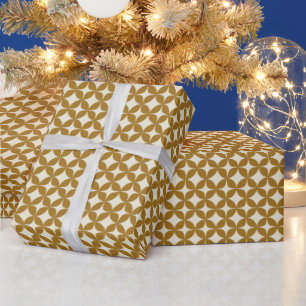 Mid Century Modern Gold Ochre Yellow Geometric Wrapping Paper