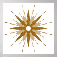 Mid-Century Modern Gold Starburst Art