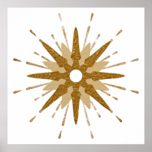 Mid-Century Modern Gold Starburst Art Poster