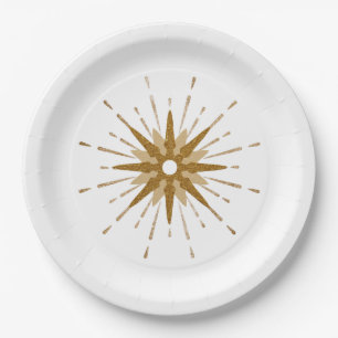 Mid-Century Modern Gold Starburst Paper Plate