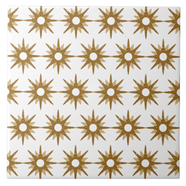 Mid-Century Modern Gold Starburst Pattern Large Tile (Front)