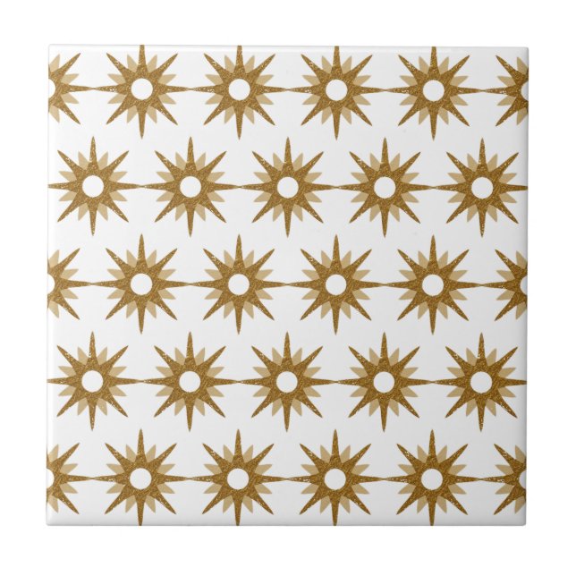 Mid-Century Modern Gold Starburst Pattern Tile (Front)
