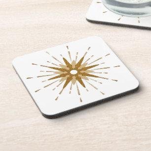 Mid-Century Modern Gold Starburst Plastic Coaster