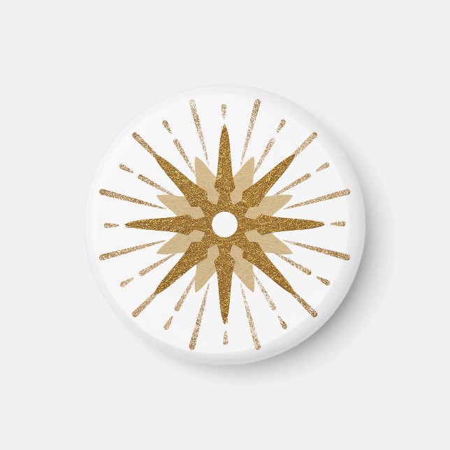Mid-Century Modern Gold Starburst Round Magnet (Front)