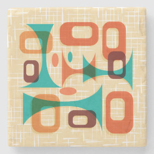 Mid Century Modern Graphic Googie Coasters Stone