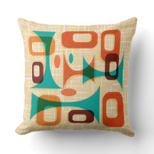 Mid Century Modern Graphic Googie Throw Pillow