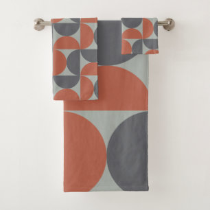 Mid-Century Modern Gray and clay   Bath Towel Set