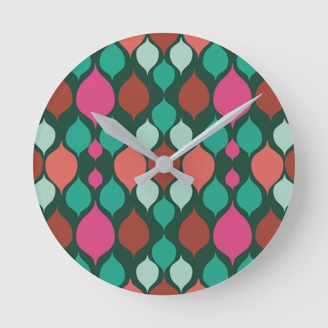 Mid Century Modern Green Geometric   Round Clock (Front)