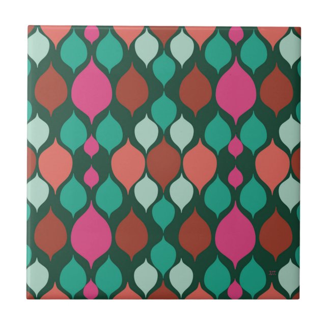Mid Century Modern Green Geometric  Tile (Front)