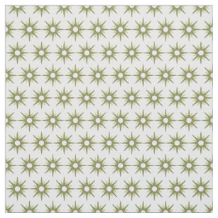 Mid Century Modern Green Starburst Pattern Fabric