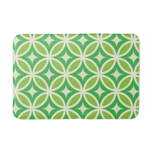 Mid Century Modern Green Starbursts on circles  Bath Mat