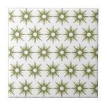Mid-Century Modern Green & White Starburst Pattern Tile<br><div class="desc">Mid-century modern inspired design featuring vintage pattern of retro green starbursts on a white background. Simple, clean modern design. Create your own custom pattern by uploading a new image, or use the "message" button to contact the designer for help. To create your own patterned design: 1. Select personalise this template....</div>