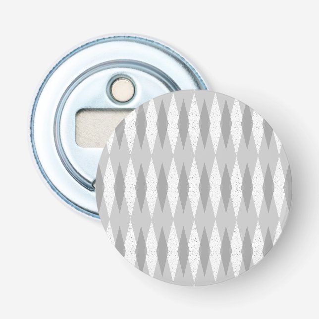 Mid Century Modern Grey Argyle Bottle Opener (Front)