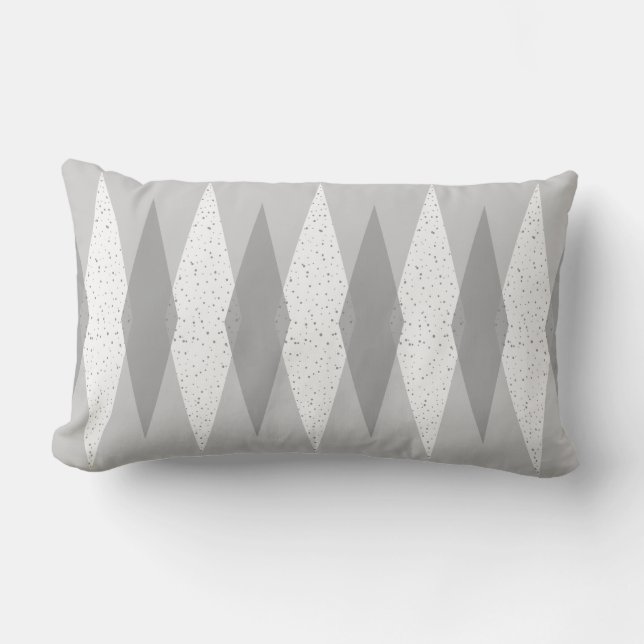 Mid Century Modern Grey Argyle Lumbar Pillow (Front)