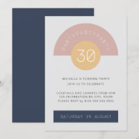 Mid Century Modern Grey Blue Geo 30th Birthday
