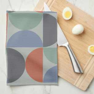 Mid-Century Modern Grey Blue Lemongrass and clay Tea Towel
