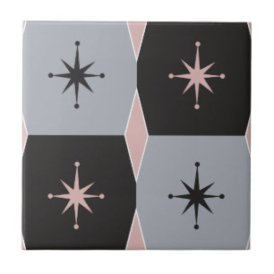 Mid-Century Modern Grey, Pink and Black Tile