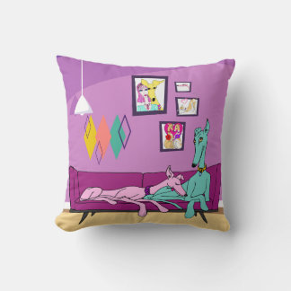 Mid Century Modern Greyhound Art Cushion