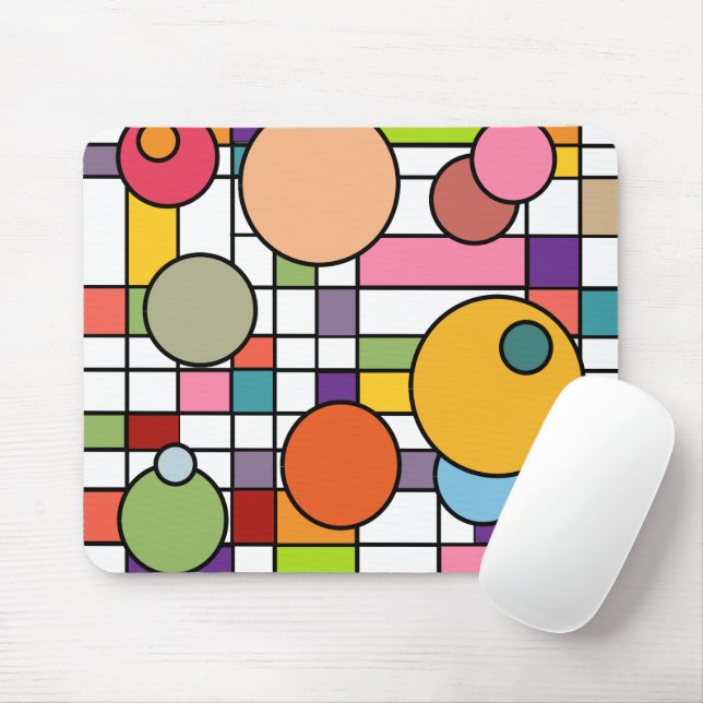 Mid-Century Modern Grid Mouse Pad (With Mouse)