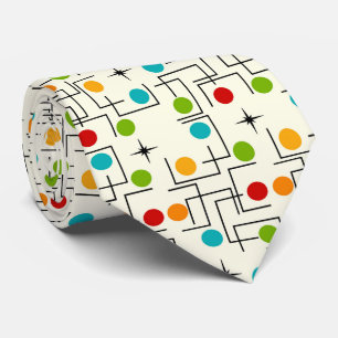 Mid-Century Modern Grid Pattern Yellow Tie