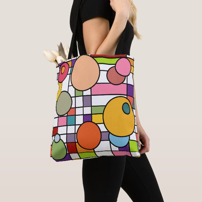 Mid-Century Modern Grid  Tote Bag (Close Up)