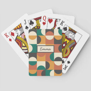 Mid Century Modern Half circles green and orange Playing Cards
