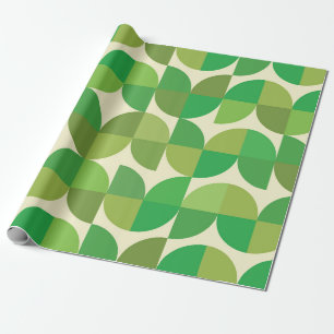 Mid Century Modern half circles pattern green  Wrapping Paper