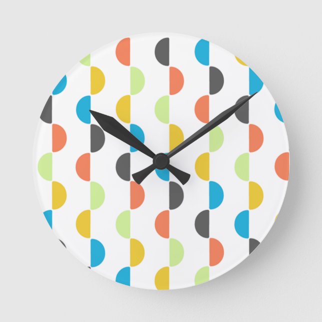 Mid-century Modern Half Circles  Round Clock (Front)