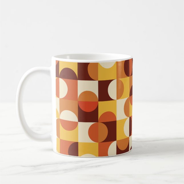 Mid Century Modern Half circles  yellow and orange Coffee Mug (Left)