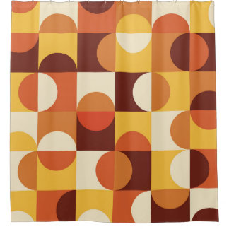 Mid Century Modern Half circles  yellow and orange Shower Curtain
