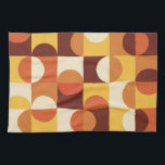 Mid Century Modern Half circles  yellow and orange Tea Towel<br><div class="desc">This is mid century modern half circles pattern in yellow,  white,  brown and burnt orange. It's great party supply  for anyone who love retro geometric designs</div>