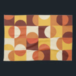 Mid Century Modern Half circles  yellow and orange Tea Towel<br><div class="desc">This is mid century modern half circles pattern in yellow,  white,  brown and burnt orange. It's great party supply  for anyone who love retro geometric designs</div>