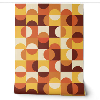 Mid Century Modern Half circles yellow and orange Wallpaper