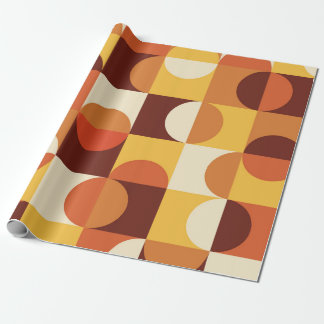 Mid Century Modern Half circles  yellow and orange Wrapping Paper