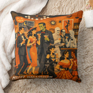 Mid Century Modern Halloween Martini Party Cushion