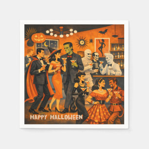 Mid Century Modern Halloween Martini Party Napkin