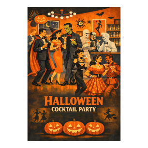 Mid Century Modern Halloween Martini Party Photo Print