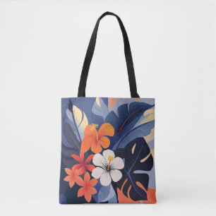 Mid-Century Modern Hawaiian Hibiscus Beach Bag