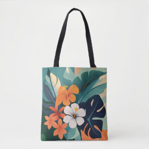 Mid-Century Modern Hawaiian Hibiscus Beach Bag