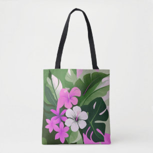 Mid-Century Modern Hawaiian Hibiscus Beach Bag