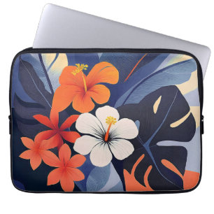 Mid-Century Modern Hawaiian Hibiscus Wetsuit Laptop Sleeve