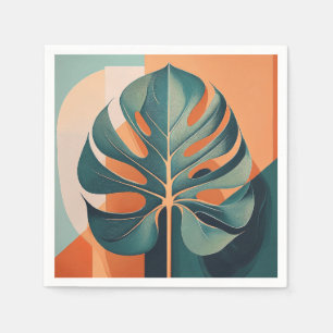Mid-Century Modern Hawaiian Monstera Leaf Napkin